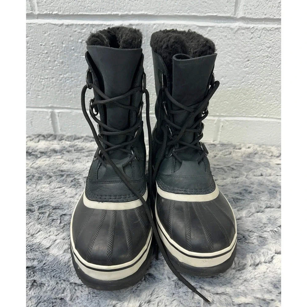 Sorel Caribou Snow Boots Black Waterproof Insulated / Mens 8